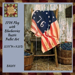 1776 Flag with Blueberries Rustic Pallet Art - Picture 1 of 1