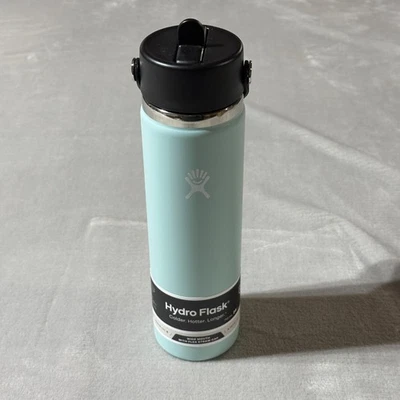 Hydro Flask 24 Oz Wide Mouth Flex Straw Cap Bottle Dew Mint 710ml New Insulated