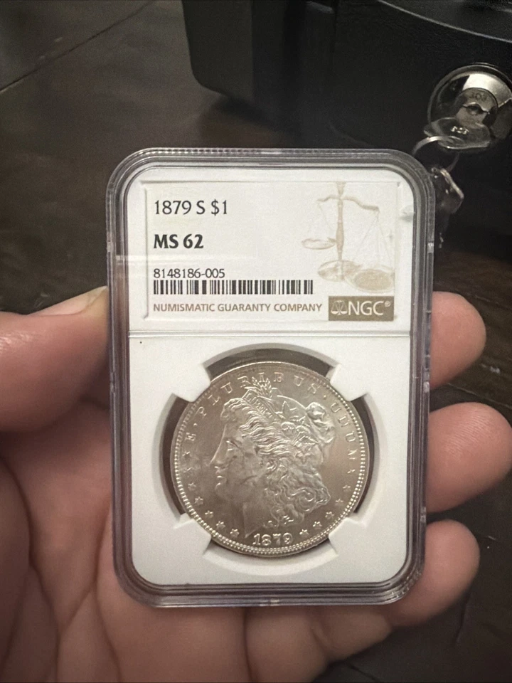 1879-S $1 dólar de plata Morgan "como nuevo de San Francisco" tóner NGC MS62 Foto 1 de 2