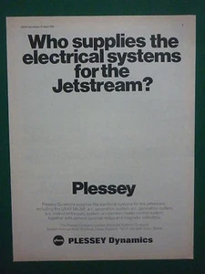 8/1968 PUB PLESSEY DYNAMICS ELECTRICAL SYSTEMS AVION JETSTREAM 31 AIRCRAFT AD - Picture 1 of 1