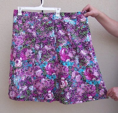 Lane Bryant floral skirt plus size 18 1x impressionist purple pink cotton - Image 1 of 4