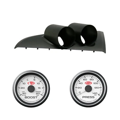 BA BF Ford Dual Gauge Pod w/ White Turbo Boost & Oil Pressure Gauge XR6 XR6T - Image 1 of 4