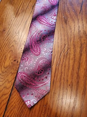 👔 IZOD Men's Tie Necktie 100% Silk Silver Red Violet FREE SHIPPING 👔  - Image 1 of 4