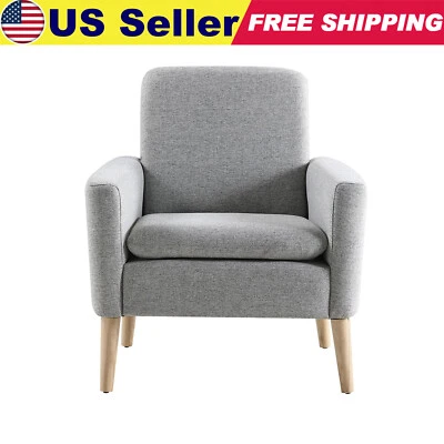 Sillón moderno con acento sofá individual tapizado de tela gris sala de estar ocio  Foto 1 de 4