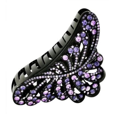 Pinzas de garra de pelo grandes estrás hojas antideslizantes negras grandes clip de mandíbula enorme para mujer Foto 1 de 4