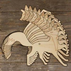 10x Wooden Fox with Bushy Tail Craft Shape 3mm Plywood Wildlife Animal - Picture 1 of 4