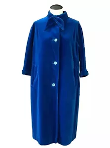 Vintage Blue Velvet Womens Coat Lawrence Of London Size Large Mrs Maisel British - Picture 1 of 12