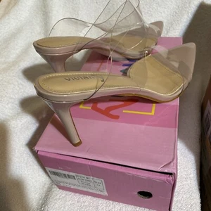 Vivianly Clear Pointed Tie Sandal Stiletto Heel Transparent Strap - Picture 1 of 4