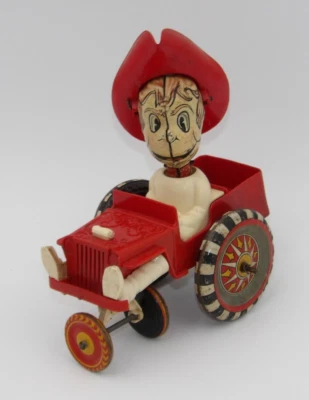 Vintage Marx Cowboy Sheriff Sam Farm Tractor Windup Tin Push Toy Not Working - Image 1 of 4