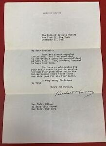 Herbert Hoover, 1951, letter signed by Herbert Hoover to His Friend Teddy Widmer