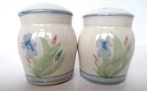 Vintage Pinewood Vally Salt & Pepper Shakers Stoneware Cream with Flowers - Picture 1 of 6