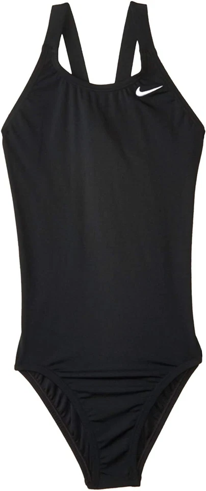 Nike 269043 Niños Sólido Espalda Rápida Traje de Baño de Una Pieza Negro Talla Mediana Foto 1 de 2