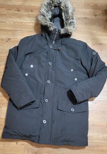 Michael Kors parka donna piumino imbottito giacca pelliccia sintetica cappuccio nero taglia L