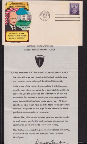 1953 Dwight D. Eisenhower 2nd inauguration cacheted cover Washington CV $65 Cover