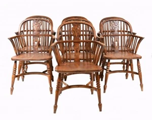 Set Windsor Dining Chairs Farmhouse Kitchen - Picture 1 of 7
