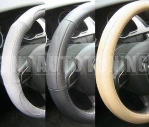 Couvre Volant en Cuir Noir, Beige ou Gris pour Peugeot 1007 107 205 207 308 309 - Picture 1 of 8