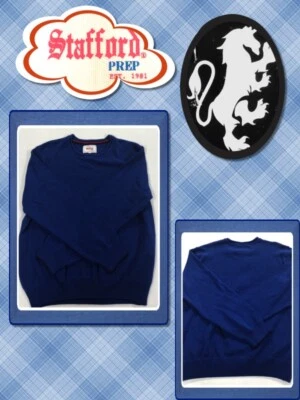 STAFFORD Prep NWT Size XL Royal BLUE Crew Neck Cotton NEW  Sweater 396202 - Image 1 of 4