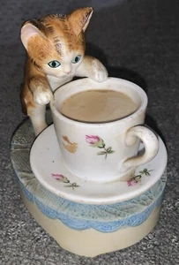 Vintage Kato Kogei Japan Original Spieluhr Katze / Kätzchen / Tasse 80er Jahre Memory - Bild 1 von 7