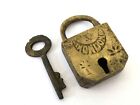 Lock Vintage Brass Padlock With Key Rich Patina Small Collectible Nondon Rear