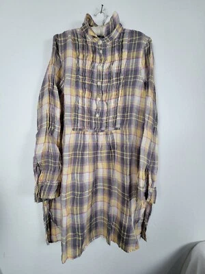 CP Shades Plaid Long Sleeve Button-Down Tunic Shirt Medium Pintuck 540-227 New - Image 1 of 4