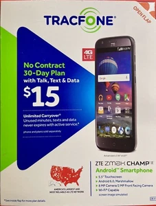 ZTE ZMAX CHAMP ZTE Z917VL 4G LTE - Black ( TracFone ) Android Smartphone - Boxed - Picture 1 of 6