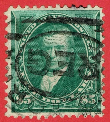 [st7309] EE. UU. 1895 Scott#278 usado $5 verde John Marshall CV: $600 Foto 1 de 2