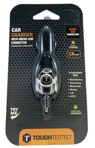 Tough Tested Micro USB Car Charger With Quick Charge and 8 ft Cord NEW - Picture 1 of 5