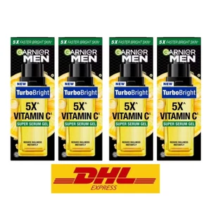 4x Garnier Uomo Turbo Bright Super Serum Gel 5x Vitamina C Riduce Macchie Scure - Foto 1 di 8