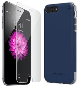 PureGear DualTek Pro Navy Blue Case + Tempered Glass for iPhone 7 Plus, 8 plus - Picture 1 of 11