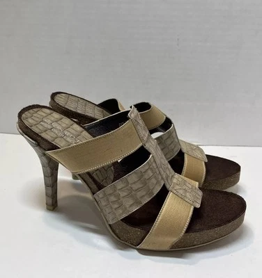 Donald J. Pliner Mujer Goody S4 Cuero Tacones 8M Beige Plataforma Hecho en España Foto 1 de 4
