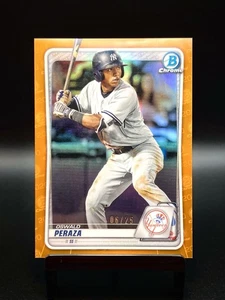 Bowman Draft 2020 cromo #BD-27 Oswald Peraza refractor naranja/25 RC Yankees - Imagen 1 de 2