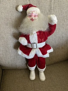VINTAGE 50’s HAROLD GALE SANTA CLAUS DOLL MOHAIR BEARD ROSY CHEEKS 15" AMAZING - Picture 1 of 7