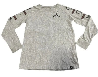 Nike Air Jordan Boys T-shirt Size Medium Gray Long Sleeve Jordan Logo Man - Image 1 of 4