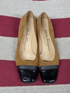 Salvatore Ferragamo boutique suede heels slip on shoes Cap Toe size 6 B - Picture 1 of 11