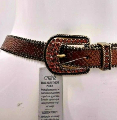 Cache Belt S Bronze Color Rhinestone Studded Chain Ball Reptile Snake Texture - Image 1 of 4