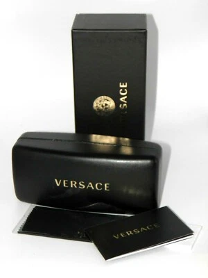 Versace Sunglasses Eyeglasses X-Large Black Case Cloth Box Booklet XL