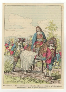 Armée Française XVIIe siècle Mort de Turenne 1675 gravure 1880/B1AFd - Picture 1 of 1