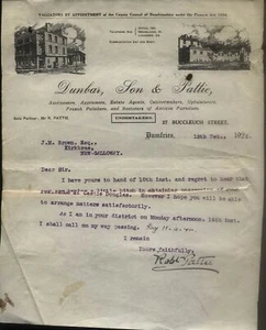 1925 DUMFRIES, DUNBAR SON & PATTIE, UNTERTAKERS, LETTERHEAD, ILLUST. - Imagen 1 de 1