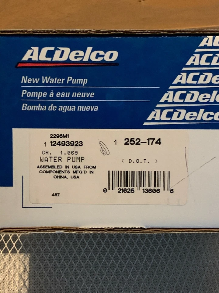 Bomba de agua motor NUEVA AC Delco 252-174 Honda Civic, CRX, Civic Del Sol  Foto 1 de 1