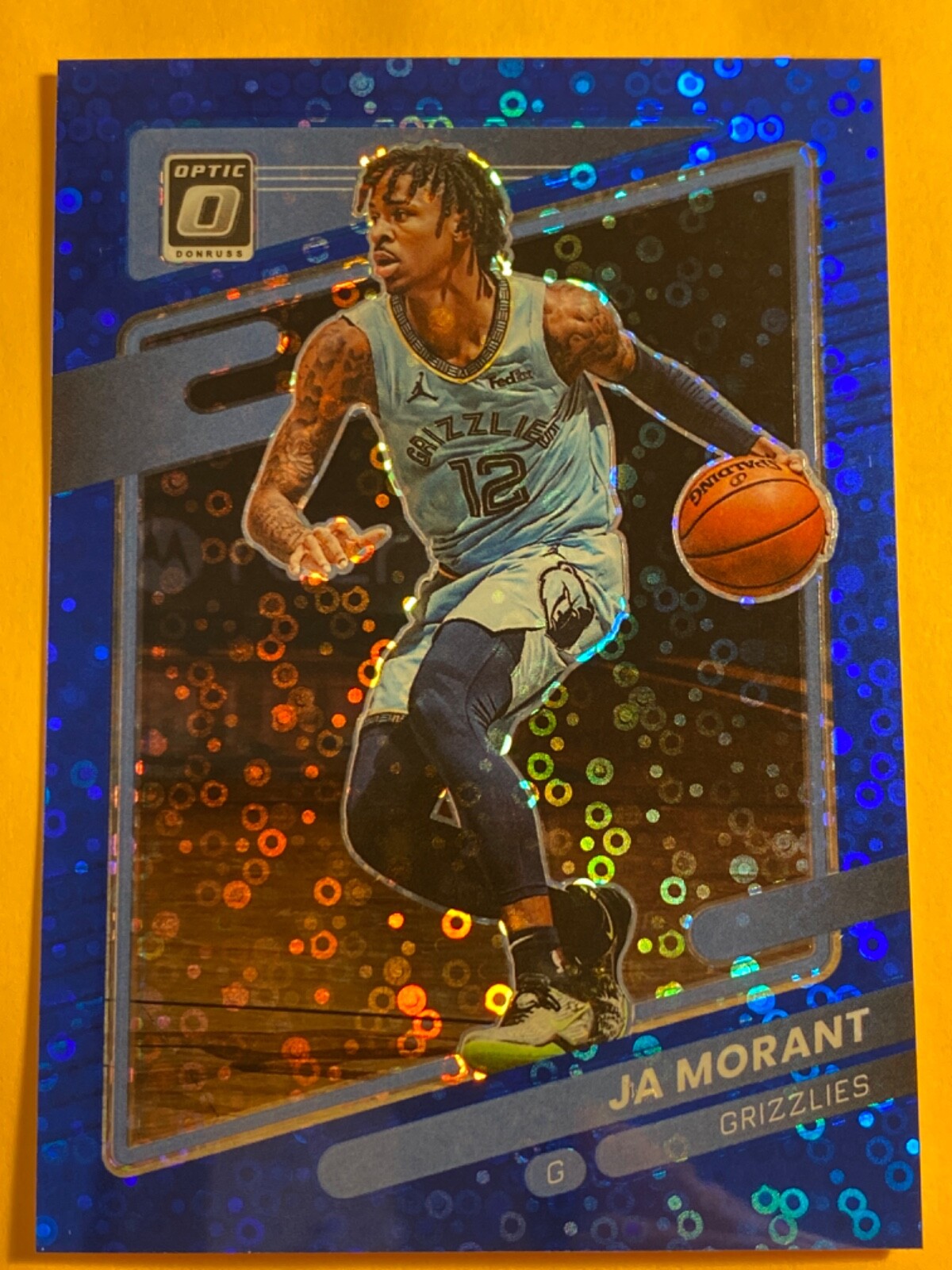 JA MORANT 2021-22 OPTIC BLUE DISCO PRIZM 38/50 #144 GRIZZLIES RARE SP