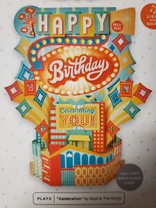 Hallmark Birthday Card, Paper Wonder Celebrate POP UP Musical Lighted, free ship