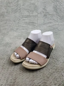 ECCO Yuma Slide Sandals Womens Size 38 EU 7.5 US Pink Brown Leather Slip On - Picture 1 of 12