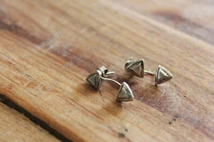 Silpada Take Shape Sterling Silver Earrings Triangle Studs with Jacket P3353 - Picture 1 of 3