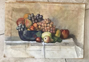 12 x 18 WATERCOLOR OF FRUIT BY E. HERZOG 1936 - Picture 1 of 2