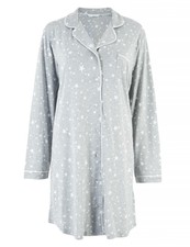 M&S Cool Comfort Cotton Modal Star Print Nightshirt Long Sleeve Size 6-26