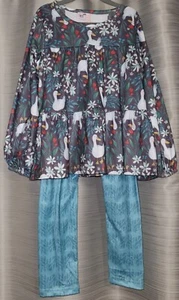 Pete + Lucy Girl's Winter Goose Long Sleeve Holiday Pants Set Size 6 6X NWT - Picture 1 of 5