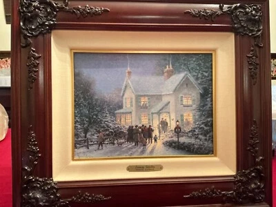 Thomas Kinkade ~ Villancicos de noche, LE enmarcado #1879/1960 sn lienzo con certificado de autenticidad Foto 1 de 4