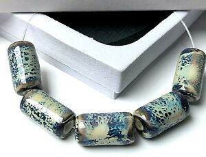HANDMADE CERAMIC TUBE BEADS-CYLINDRICAL BEADING FOR CRAFTS AND JEWELLERY MAKING