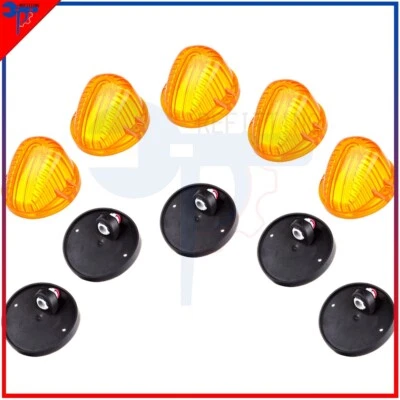 5x Amber Round Cab Marker Light Cover+Bases For 1973-1987 Chevrolet C70/ GMC C25 - Image 1 of 4