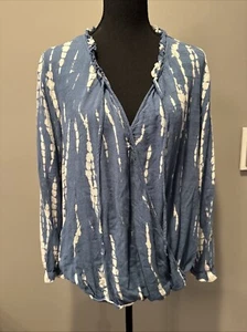 Blusa envolvente Knox Rose para mujer campana manga larga grande azul tie dye - Imagen 1 de 8